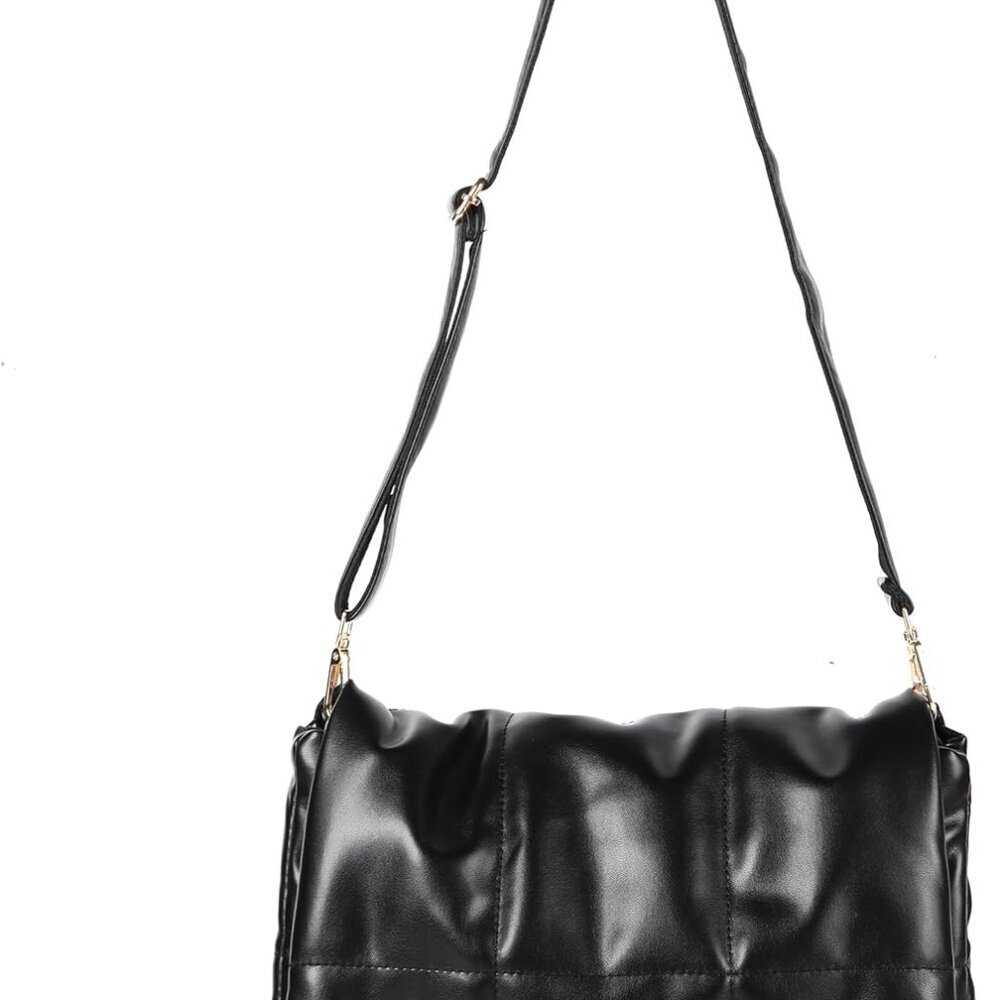 Puffer Tote Bag Faux Leather Quilted Shoulder Handbag For Women